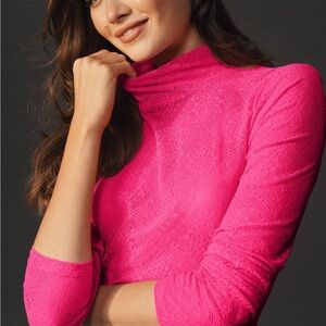 Anthropologie Fuchsia Lace Top